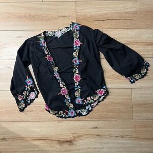 Y2K - Floral Trim Open Cardigan